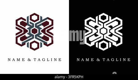 Abstract geometric pattern logo with interconnected hexagonal shapes Stock Vector