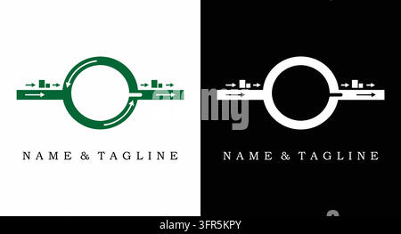 Roundabout road traffic sign logo with directional arrows planning Stock Vector