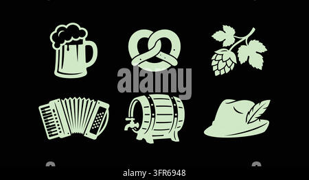 Oktoberfest celebration elements with beer mug and pretzel Stock Vector