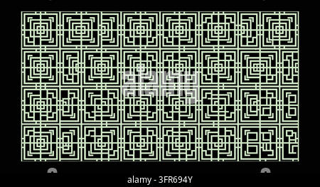 Abstract geometric square pattern with intricate maze like lines Stock Vector