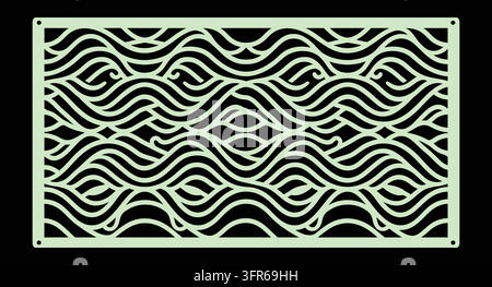 Abstract wave pattern frame with decorative border design line art Stock Vector