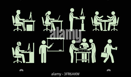 Business people working in office settings and meetings with employee Stock Vector