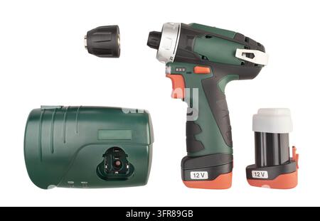 cordless drill kit path isolated on white Stock Photo