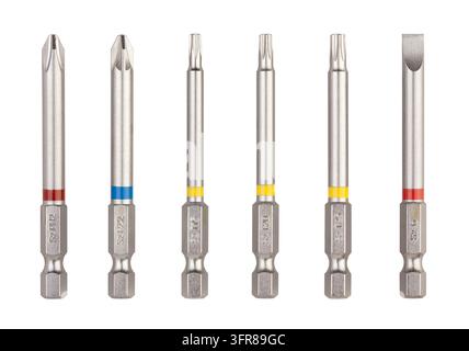 screwdriver bits path isolated on white Stock Photo