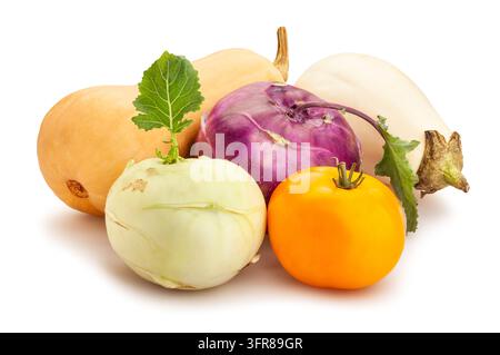 kohlrabi vegetable mix path isolated on white Stock Photo