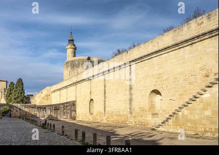 La Tour de Constance of the walls of Aigues-Mortes in Camargue, southern France Stock Photo