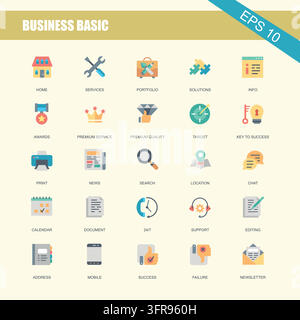 Comprehensive collection of business basic symbols and organizational elements Stock Vector