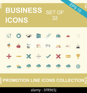 General purpose flat vector icon set for web and business with design Stock Vector