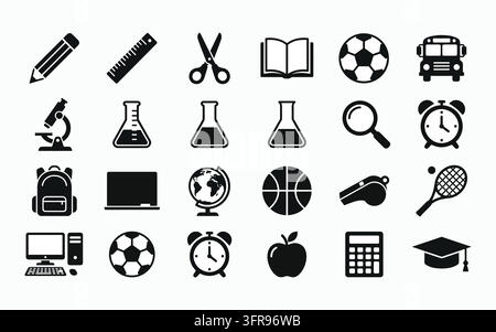 Set of academic school supplies and educational objects for learning Stock Vector