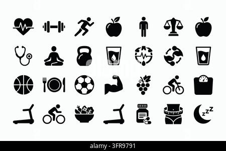 Telephone call and communication symbols set with line art, black and white Stock Vector