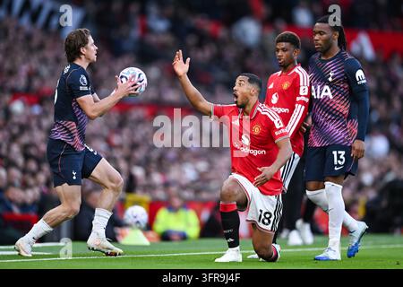 Manchester, UK. 10th Oct, 2026. MANCHESTER, ENGLAND, OCT 10: Youri Tielemans of Manchester United appeals during the Premier League match between Manchester United and Tottenham Hotspur at Old Trafford in Manchester, England (Will Palmer/Sports Press Photo) Credit: SPP Sport Press Photo. /Alamy Live News Stock Photo
