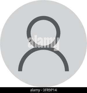 Minimalist user profile icon vector illustration featuring a simple person avatar symbol inside a light grey circular background, isolated on a clean Stock Vector