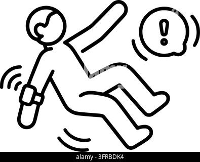 Fall Detection Wearable Icon with Alert Signal Stock Vector