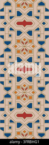 Vector geometric beautiful beige boda red blue orange pattern pattern for stained glass creativity painting glass Stock Vector