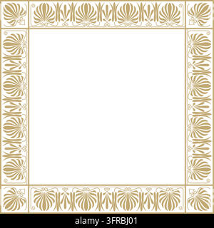 Vector golden square classic greek ornament. European ornament. Border, frame Ancient Greece, Roman Empire. Stock Vector