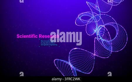 Glowing DNA helix and molecular structure illustrations for biotechnology and scientific research. Stock Vector