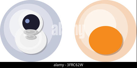 Eight playful space-themed character illustrations show astronauts, friendly robots, bear-faced explorers and ringed planets in soft pastel circular s Stock Vector