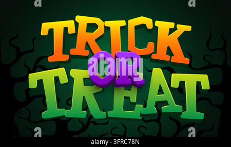 Trick or Treat Halloween lettering design. Festive holiday text composition for party celebration. Vector illustration Stock Vector
