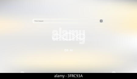Minimal vector AI search interface with a neural network symbol on a soft blurred background, illustrating deep learning technology. Stock Vector