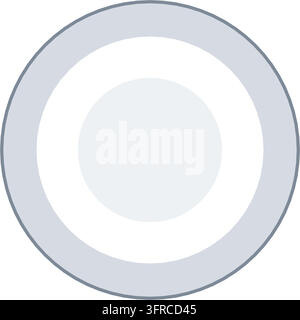 Flat vector illustration of a clean empty dinner plate, isolated on white. Tableware icon for dining, restaurants, meals and food serving. Stock Vector