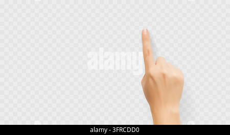 This isolated vector illustration shows a realistic hand pointing at or touching a digital screen. Stock Vector