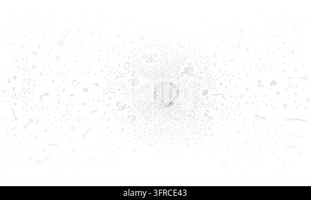 Monochrome vector particle backgrounds with fine gray dots, speckles and abstract network textures on white. Stock Vector