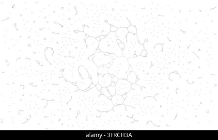 Abstract light gray digital network of interconnected nodes and dots on white, illustrating data connections and communication technology. Stock Vector