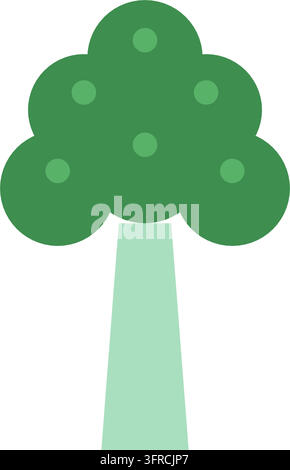 Fresh green broccoli floret with pale stalk, flat vector illustration isolated on a white background. Nutritious vegetable icon. Stock Vector