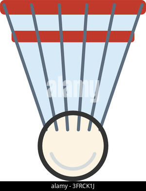 Badminton shuttlecock with feather fan, tape bands and cork base, flat vector illustration isolated on a white background. Racket sport icon. Stock Vector
