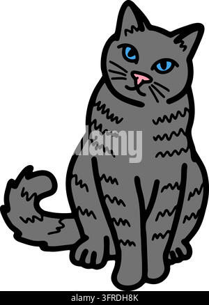 illustration of A grey cat is standing Stock Vector