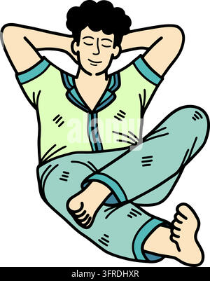 A man in pajamas is resting Stock Vector