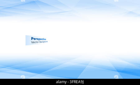 Blue perspective vector background with geometric triangular forms and wide copy space, creating a futuristic technology presentation backdrop. Stock Vector