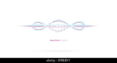 Abstract AI technology logo marks with flowing neon waves, gradient lines and a futuristic digital identity. Stock Vector