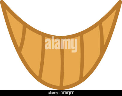 Flat vector illustration of a golden French croissant with flaky layered segments, isolated on a white background. Bakery and breakfast icon. Stock Vector