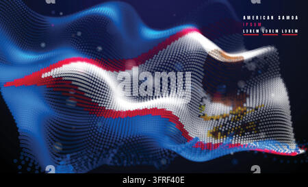 Glowing Dotted Particle Flag of American Samoa Waving on a Black Background Digital Vector Illustration Stock Vector