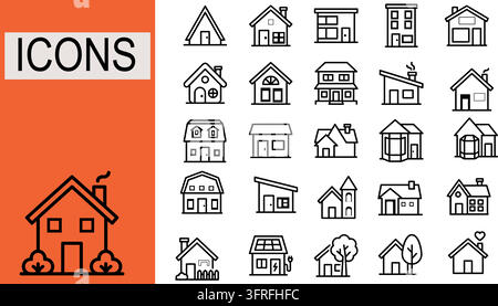 Collection of House Icons - Home & Real Estate Vector Symbols Stock Vector