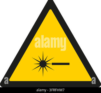 Yellow triangular warning sign with a laser beam with a star burst. Own-design pictogram in the style of ISO 7010 safety signs; not the official stand Stock Vector