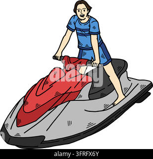 A man riding a jet ski Stock Vector