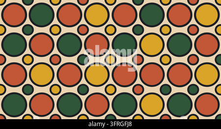 Abstract polka dot seamless pattern with varied circle sizes on beige background Stock Vector