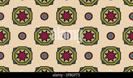 Decorative geometric ornament pattern with stars and octagons Stock Vector