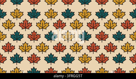 Autumn maple leaf pattern in multi-colored geometric arrangement on textured Stock Vector