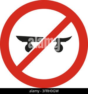 Red round prohibition sign with diagonal bar with a skateboard. Own-design pictogram in the style of ISO 7010 safety signs; not the official standard Stock Vector