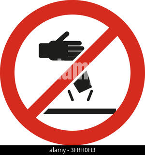 Red round prohibition sign with diagonal bar with a hand dropping a cup. Own-design pictogram in the style of ISO 7010 safety signs; not the official Stock Vector