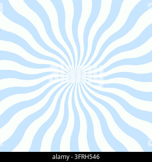 Swirling radial ice cream background. Vector illustration for swirl design. Summer vortex spiral twirl. Blue colors. Helix rotation rays. Converging psychedelic scalable stripes. Fun sun light beams Stock Vector