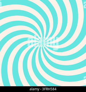 Blue and beige swirl groovy starburst background. Retro twisted rays pattern with vintage psychedelic vibe. Abstract dynamic spiral design for posters, banners, wallpapers. Vector illustration. Stock Vector