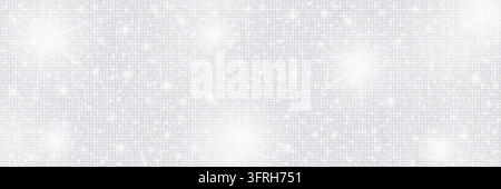 Silver champagne glitter gradient background. Squares shiny disco retro luxury subtle texture. Sparkling dust vintage glossy bg. Vector illustration Stock Vector
