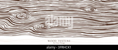Wood grain forms fine horizontal waves across a long banner, giving designers a natural linear background for packaging, stationery, labels, interiors, posters and rustic presentation layouts woodcut Stock Vector