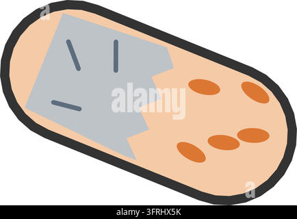 Flat vector illustration of a burrito in a toasted flour tortilla wrap, half wrapped in silver foil, isolated on a white background. Stock Vector