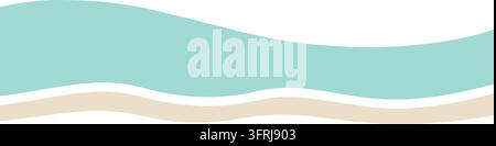 Flat illustration of a horizontal calm water wave with layered turquoise pale blue and cream bands Stock Vector