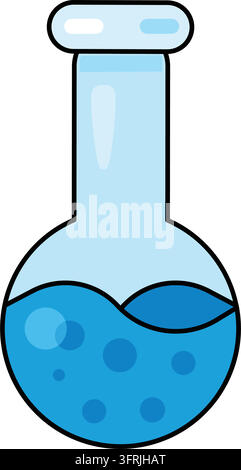 Laboratory glass flask with liquid chemical experiment vector icon. Science graphic laboratory design Stock Vector